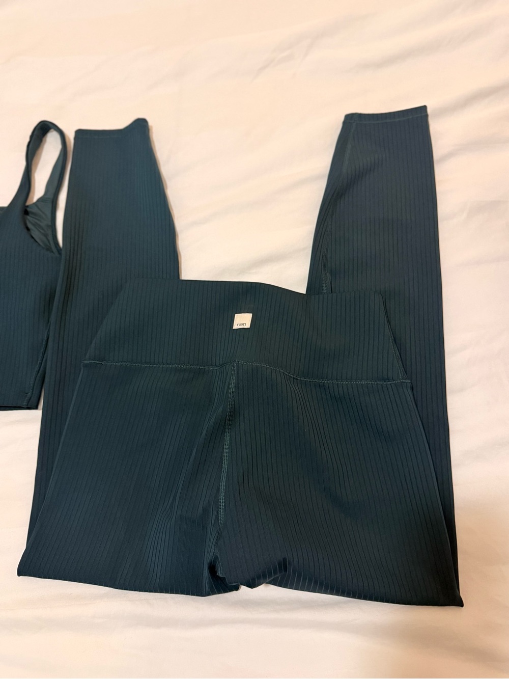 High-Waist Ribbed Leggings and tank- Deep Teal
